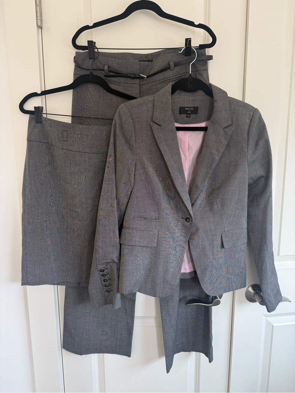 RW&CO. Gray Women's 3-Piece Blazer Suit and Pant and Skirt